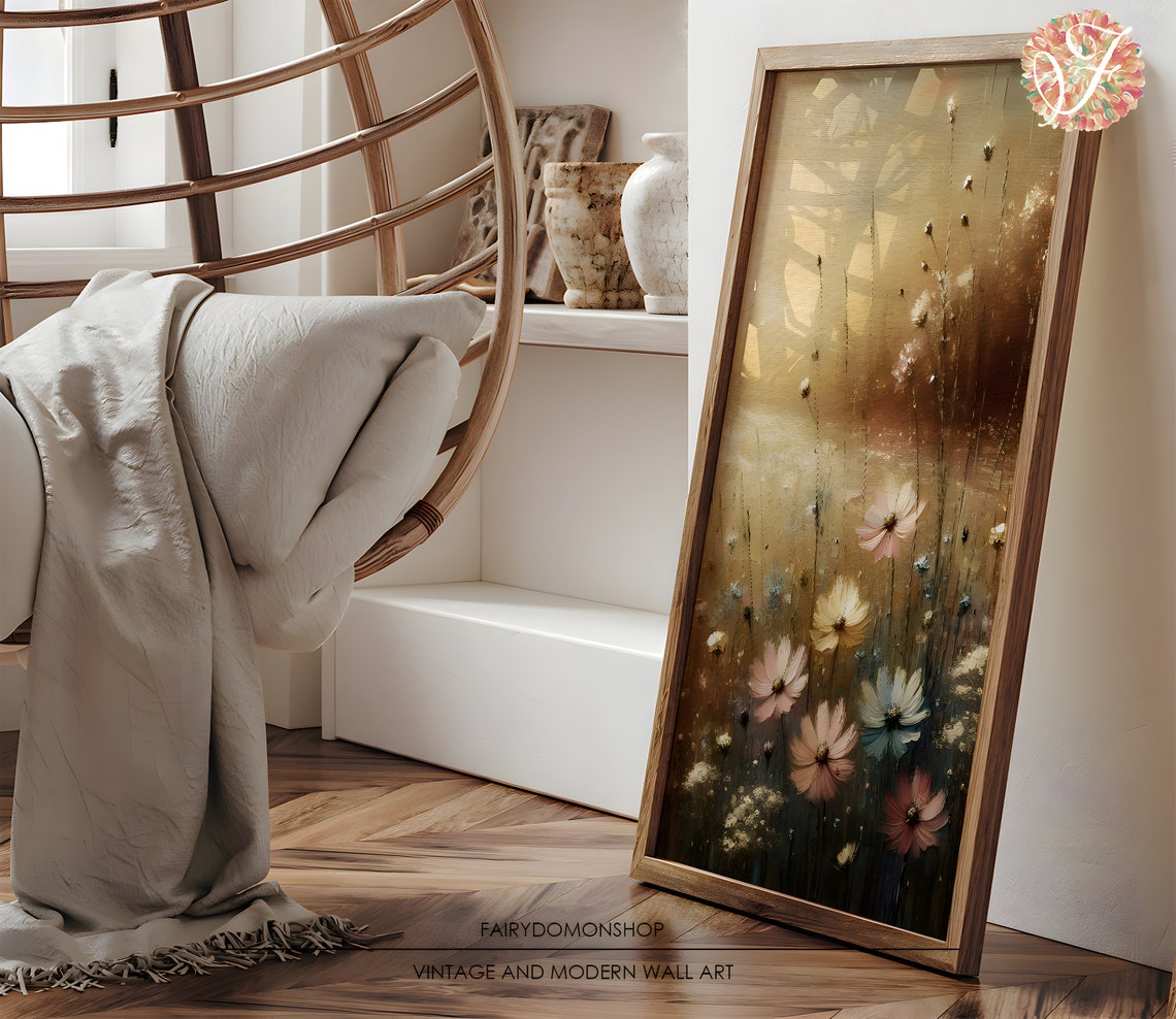 Spring Wildflower Meadow Soft Pastel Daisy Oil Painting Poster - Image 3