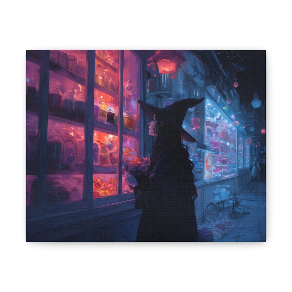 Witch Shopping At Night Neon Candy Shop Dark Gothic Street Poster - Image 3