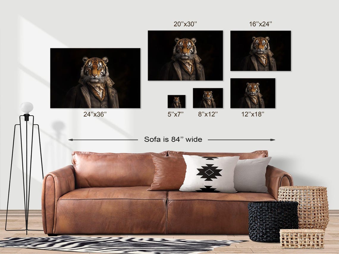 Maximalist Eclectic Victorian Tiger Print Bold Altered Animal Portrait Fantasy Fun Colorful Renaissance Rustic Art - Image 3