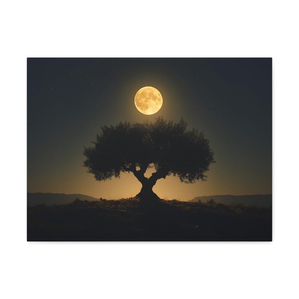 Olive Tree Full Moon Night Sky Print Evening Landscape Modern Painting Fantasy Nature Rustic Wall Print Airbnb Art Wall Decor - Image 3