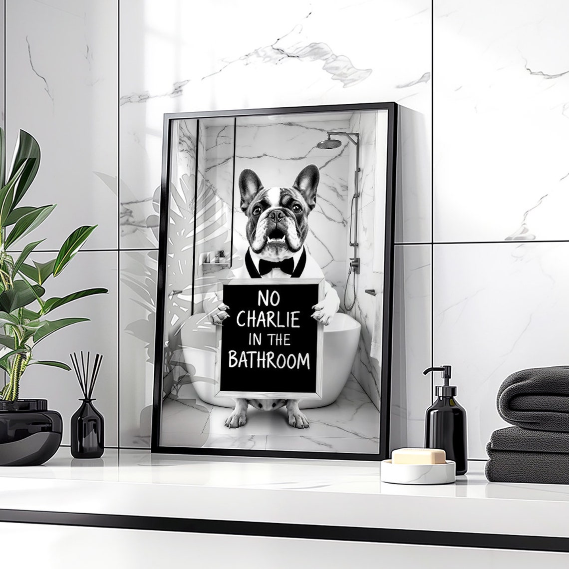 French Bulldog Wall Art Frenchie Toilet Print Frenchie Poster Funny Bathroom Decor French Bulldog Print Dog Gift - Image 2