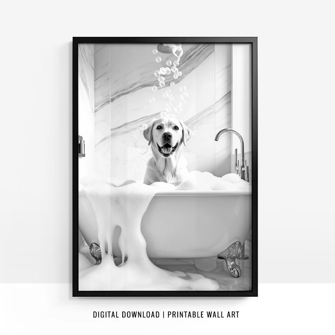 Labrador Funny Bathroom Decor Art Print, Dog Gift