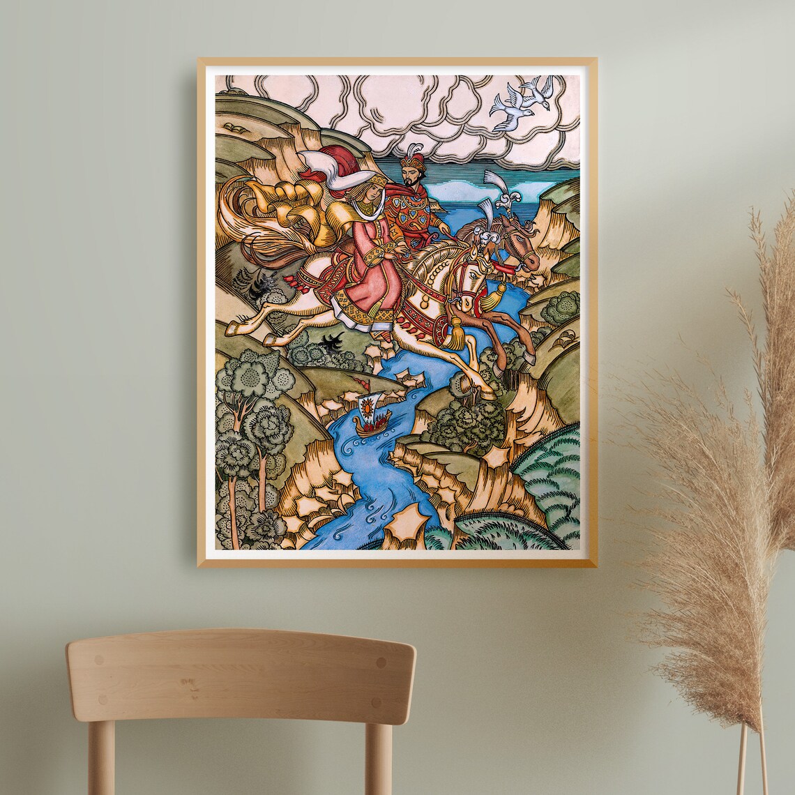 Horsemen Leaping Over a River Ivan Bilibin Fairytale Art Poster - Image 3