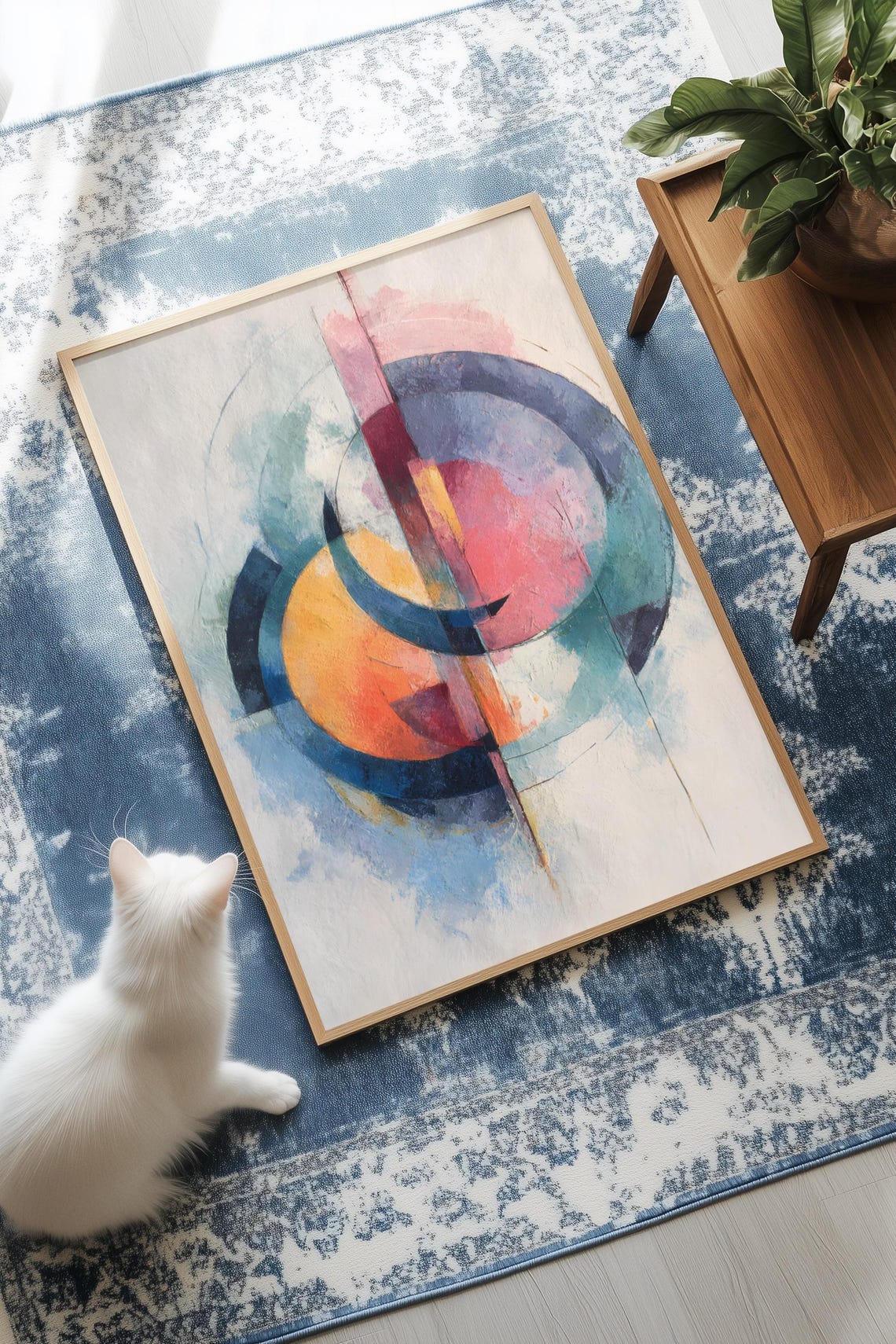 Pastel Abstract Circle Art Print Minimalist Geometric Decor