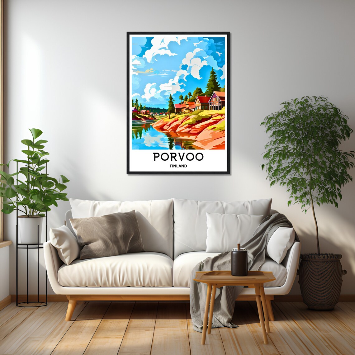 Porvoo Finland Riverside Red Houses Summer Day Travel Poster - Image 2