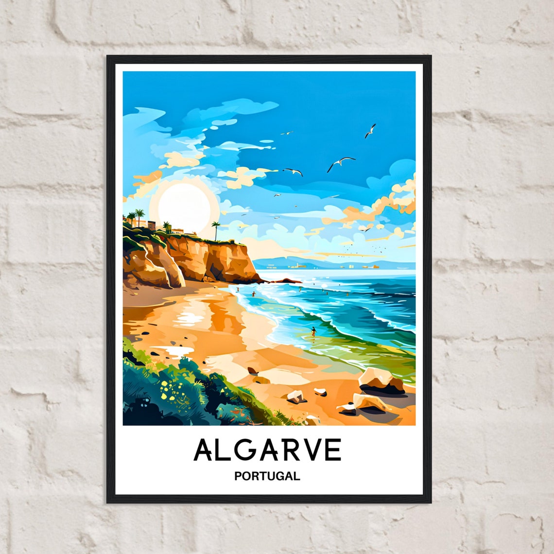 Algarve Portugal Sunny Beach Cliffs Sunset Glow Travel Poster - Image 3