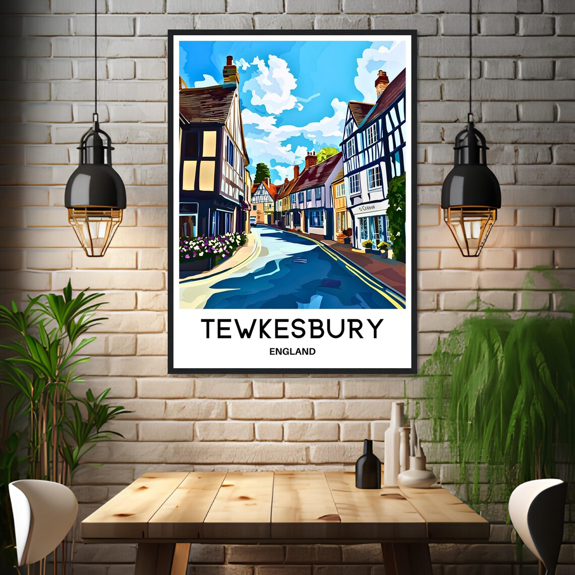 Tewkesbury England Tudor Timber Framed Street Market Town Poster - Image 3