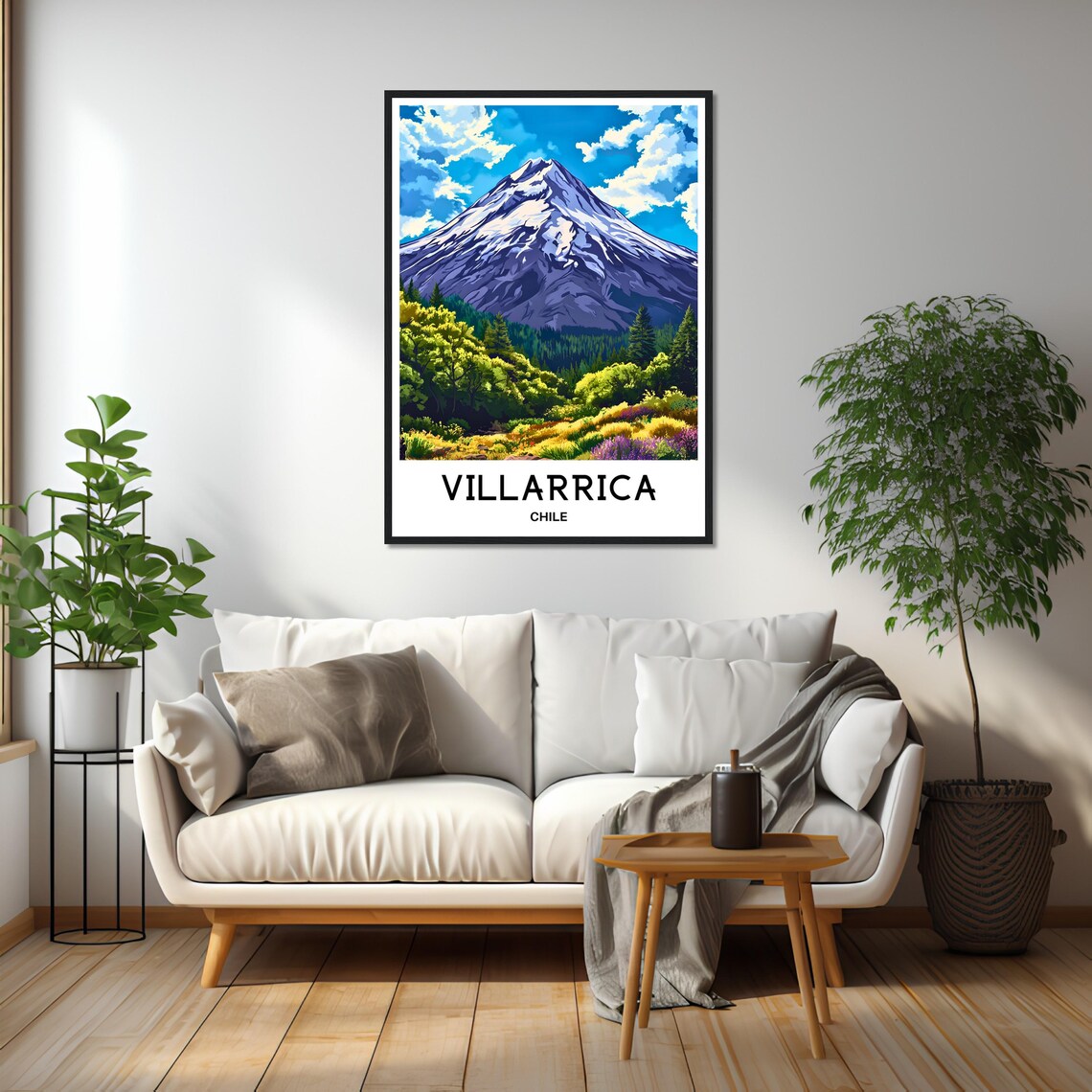 Villarrica Chile Snowcapped Volcano Wildflower Mountain View Poster - Image 2