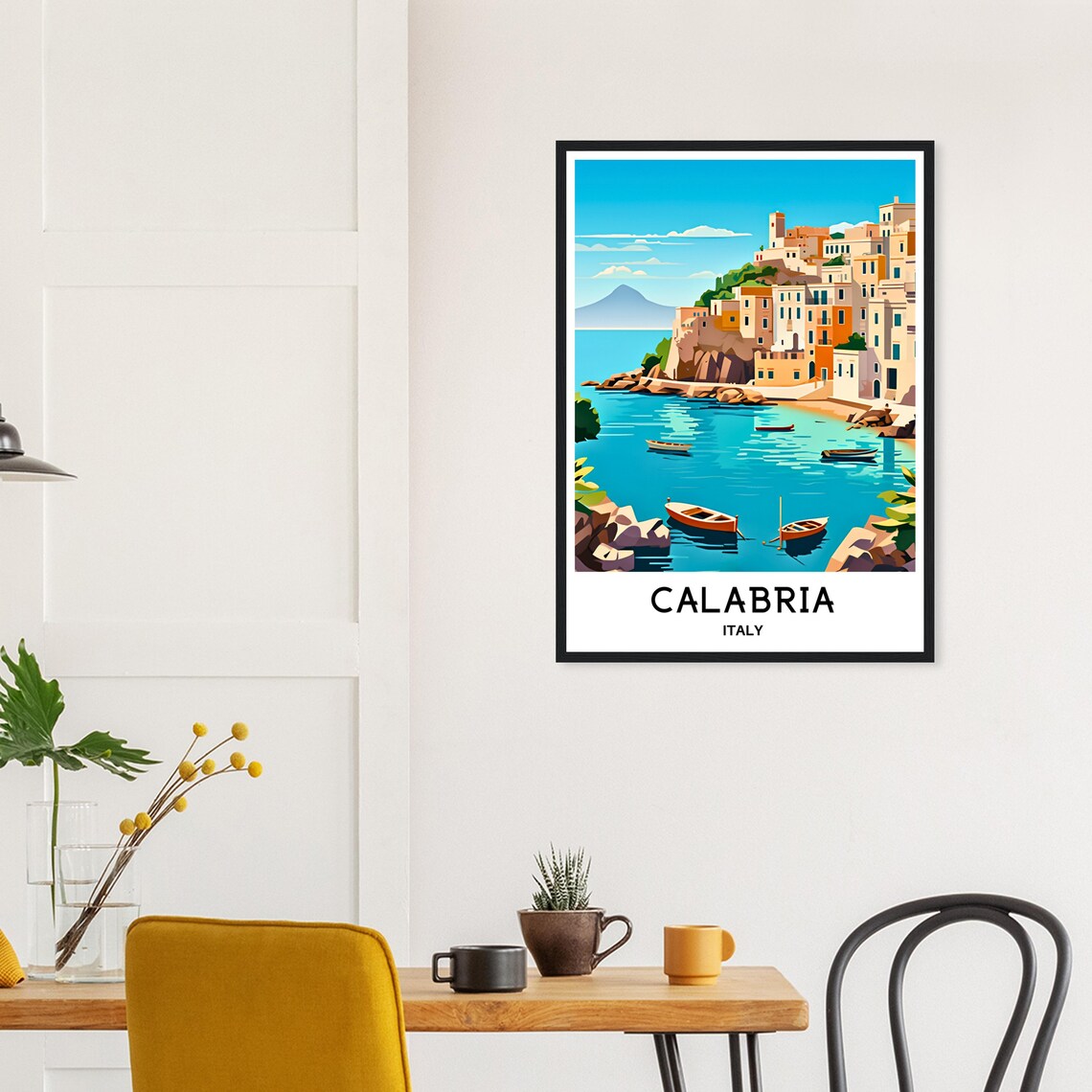 Calabria Italy Coastal Fishing Village Boats Turquoise Sea Poster - Image 2