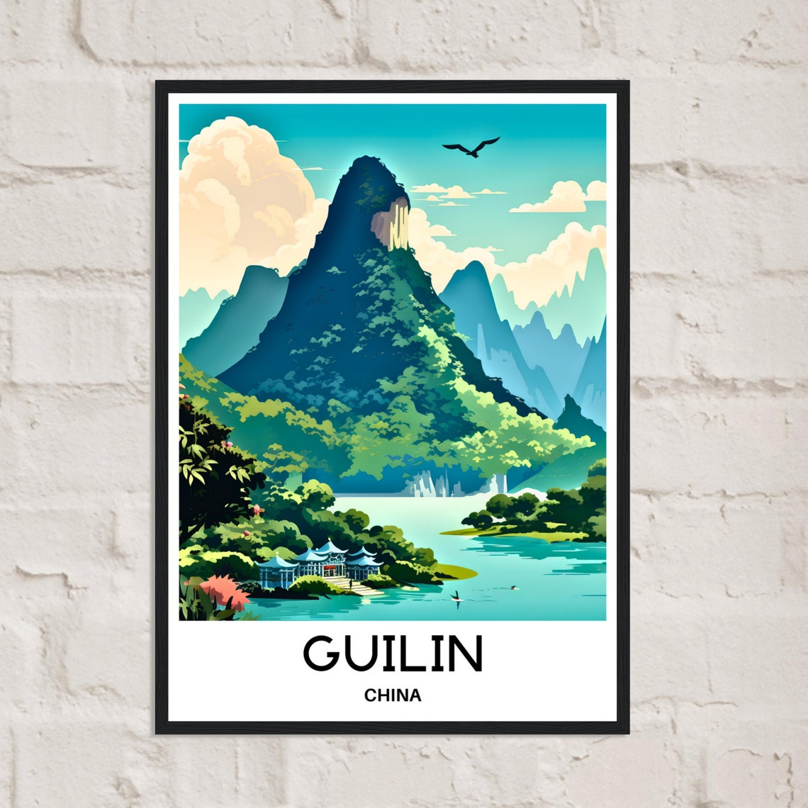 Guilin Travel Poster Guilin Travel Print Guilin China Print Guilin Art Print Guilin Travel Gift Guilin Wall Print Guilin Art Gift China - Image 2