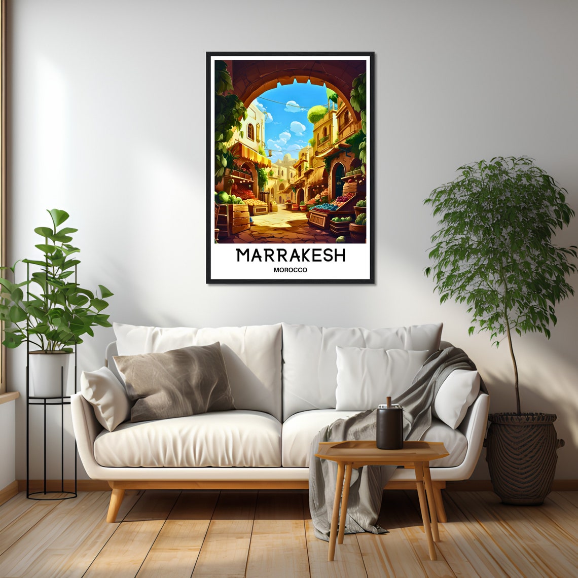Marrakesh Morocco Colorful Souk Market Archway Travel Poster - Image 2