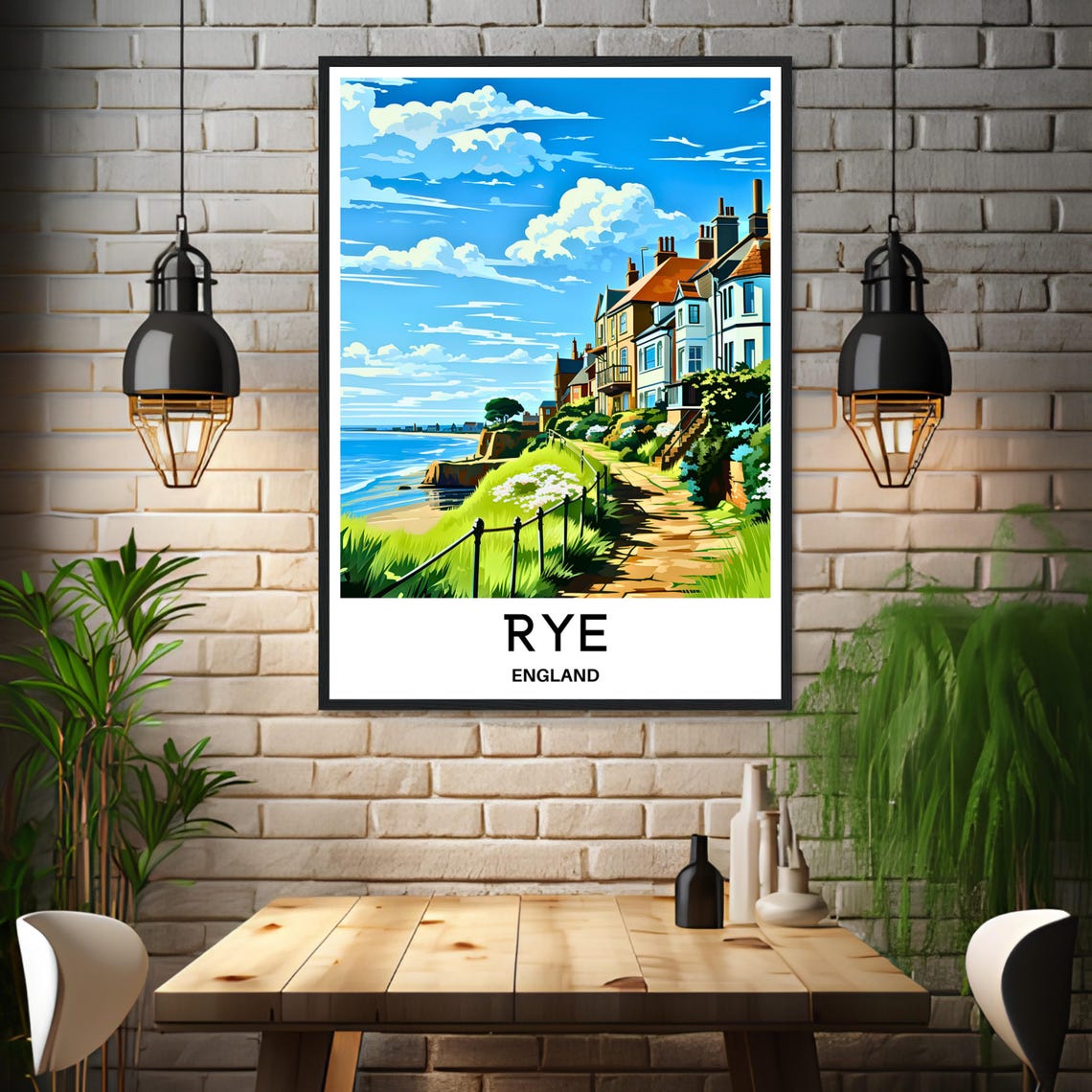 Rye England Charming Coastal Town Footpath by the Sea Poster - Image 3