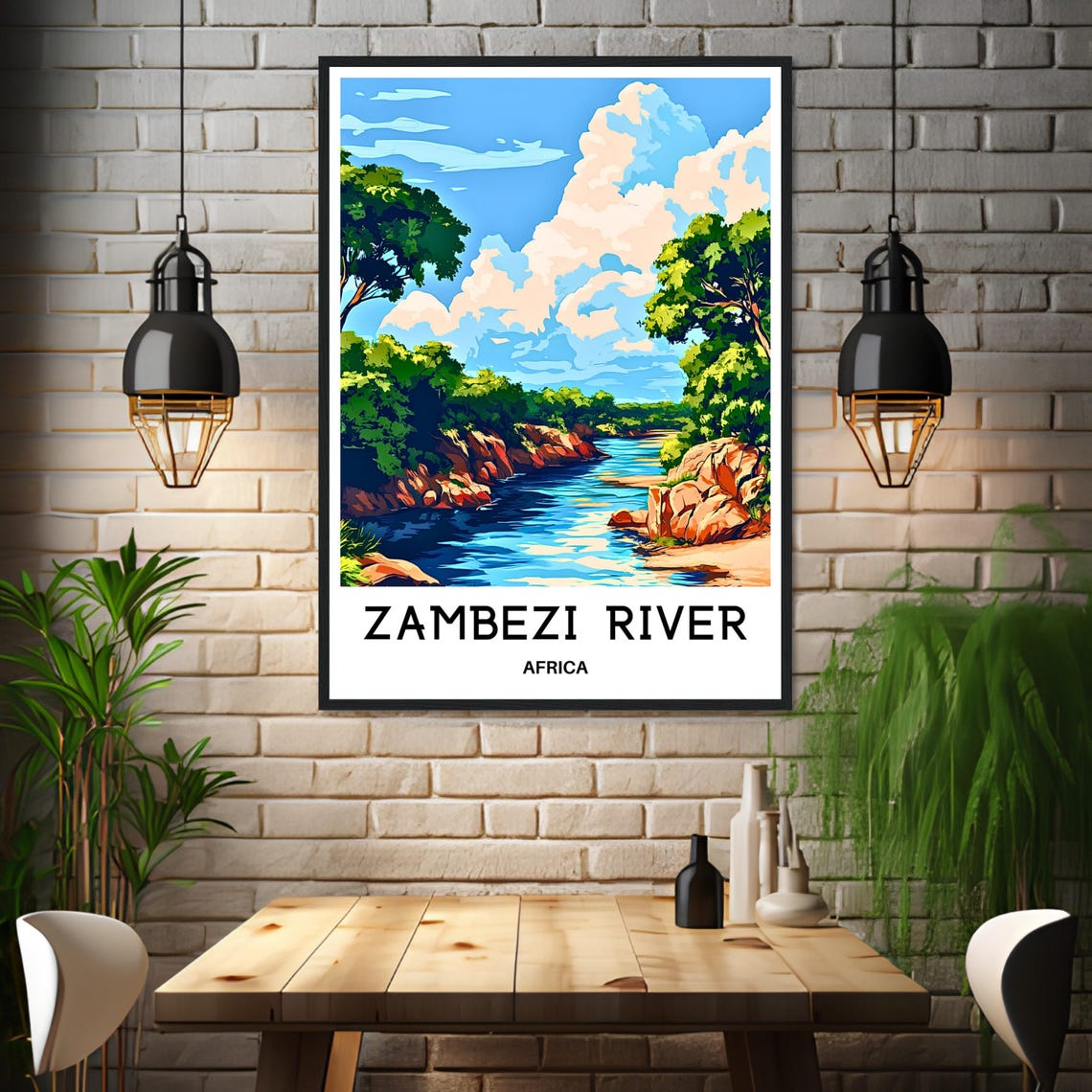 Zambezi River Africa Daytime Rocky River Rocks Scene Travel Poster - Image 3