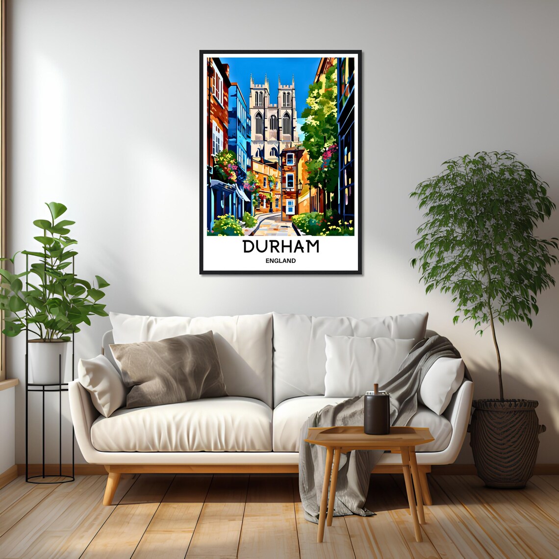Durham England Cathedral Twin Towers Historic Street Scene Poster - Image 2