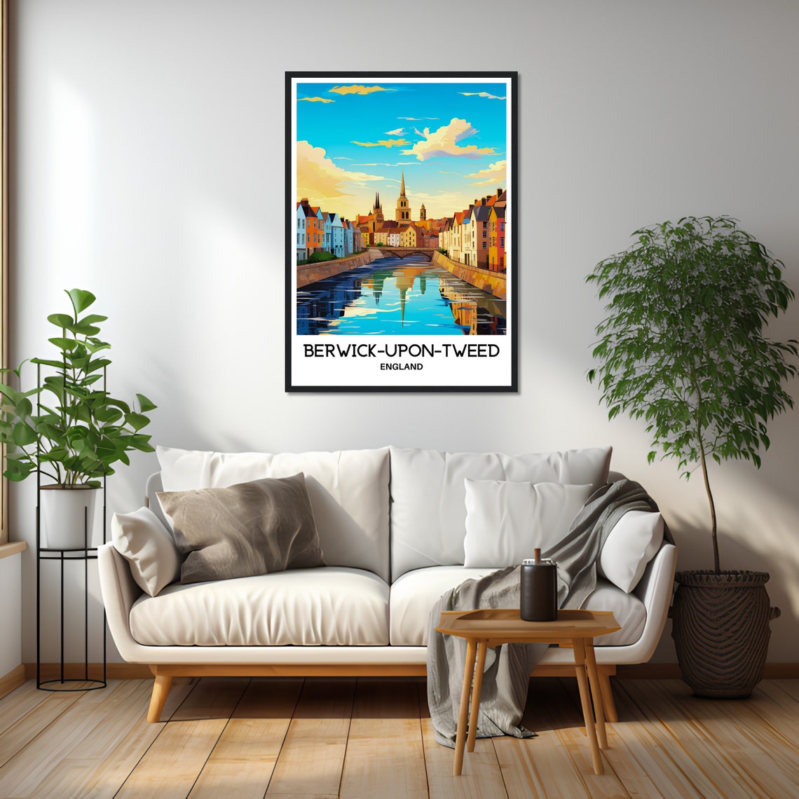 Berwick-upon-Tweed England Riverside Town Golden Reflection Poster - Image 2