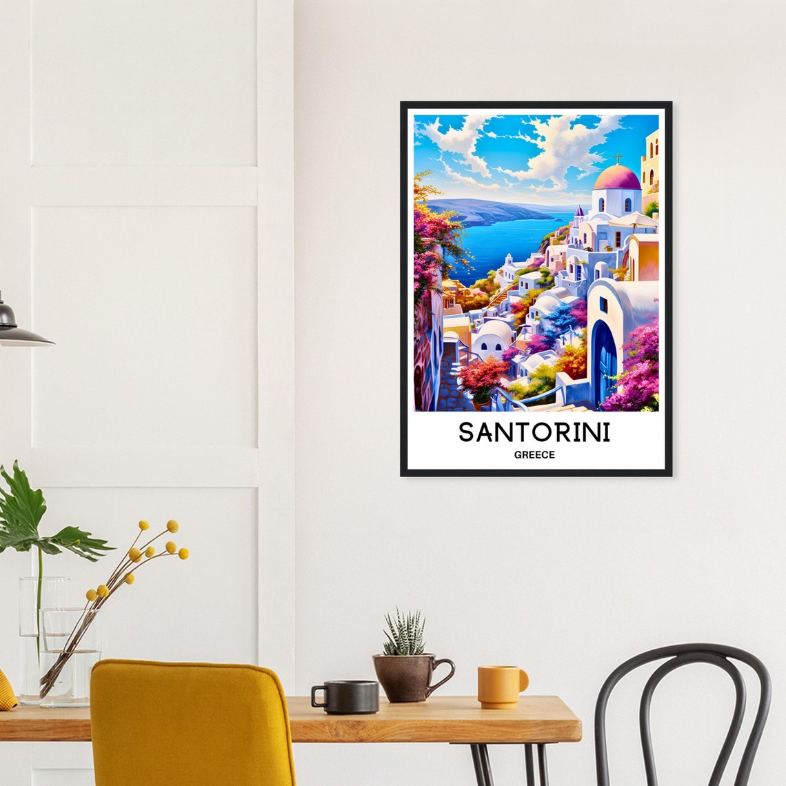 Santorini Greece Whitewashed Village Blue Domes Travel Poster - Image 2