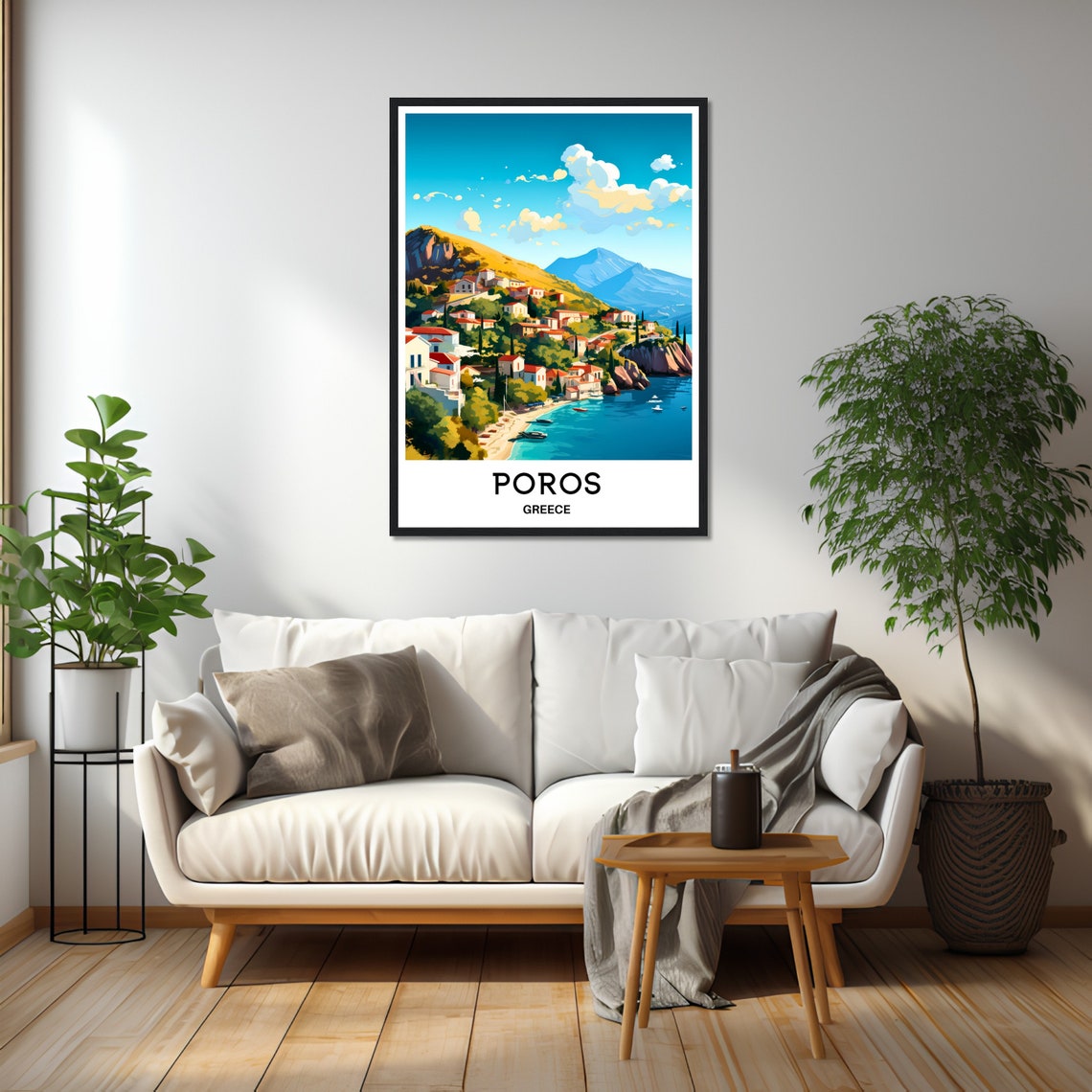 Poros Travel Print Poros Poster Greek Art Print Greece Lover Gift Wall Hanging Art Home Office Decor Poros Island Illustration - Image 2