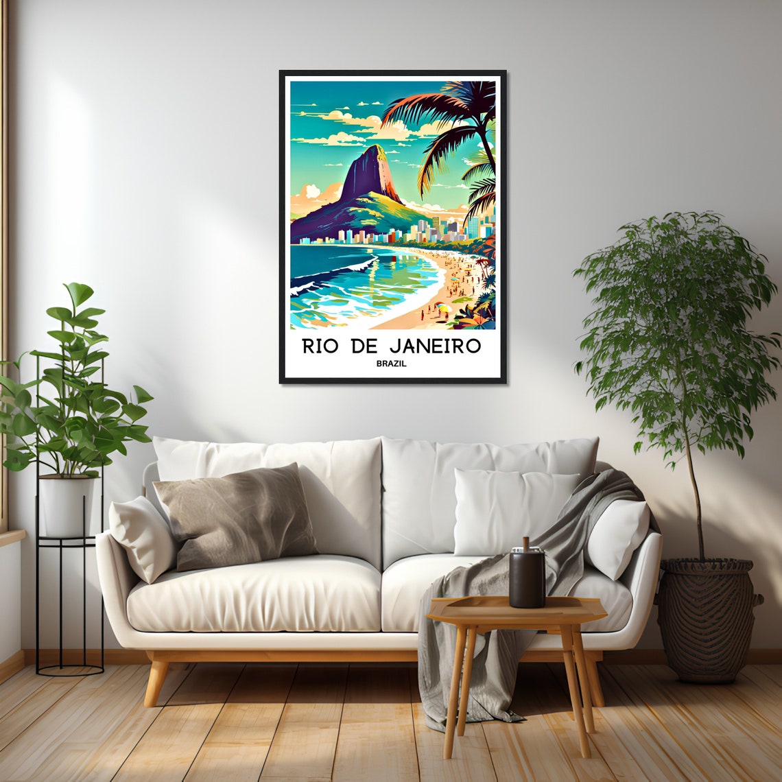 Vibrant Rio de Janeiro Beach Mountain Skyline Brazil Travel Poster - Image 3