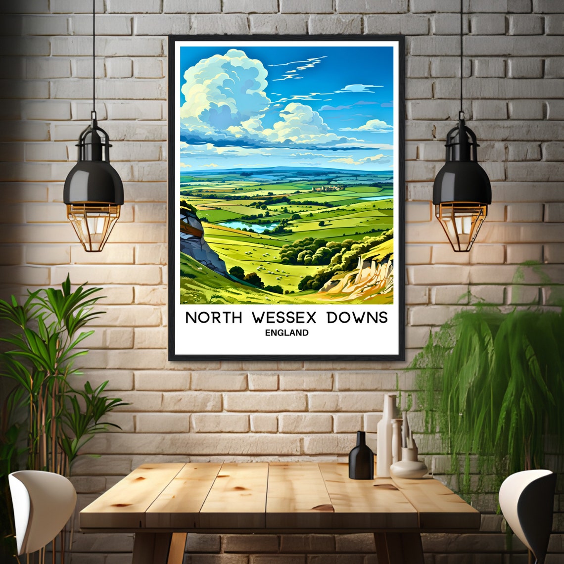 North Wessex Downs Rolling Green Hills England Travel Poster - Image 3
