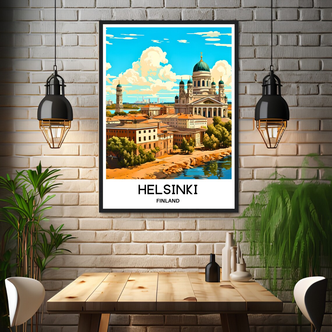 Helsinki Finland Cathedral Harbor Cityscape Travel Art Poster - Image 3