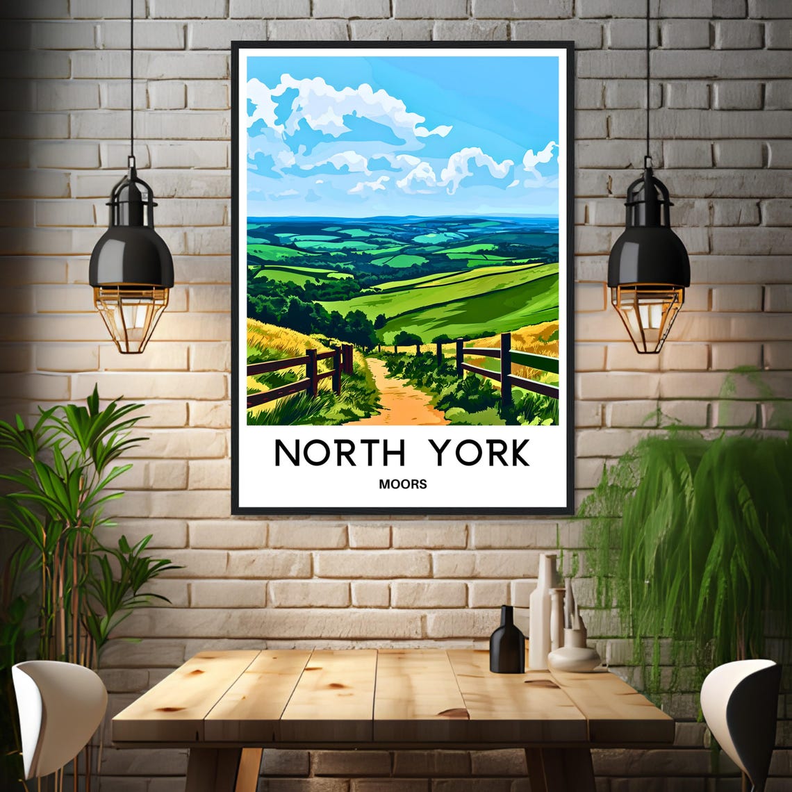 North York Moors England Rolling Green Hills Path Travel Poster - Image 3