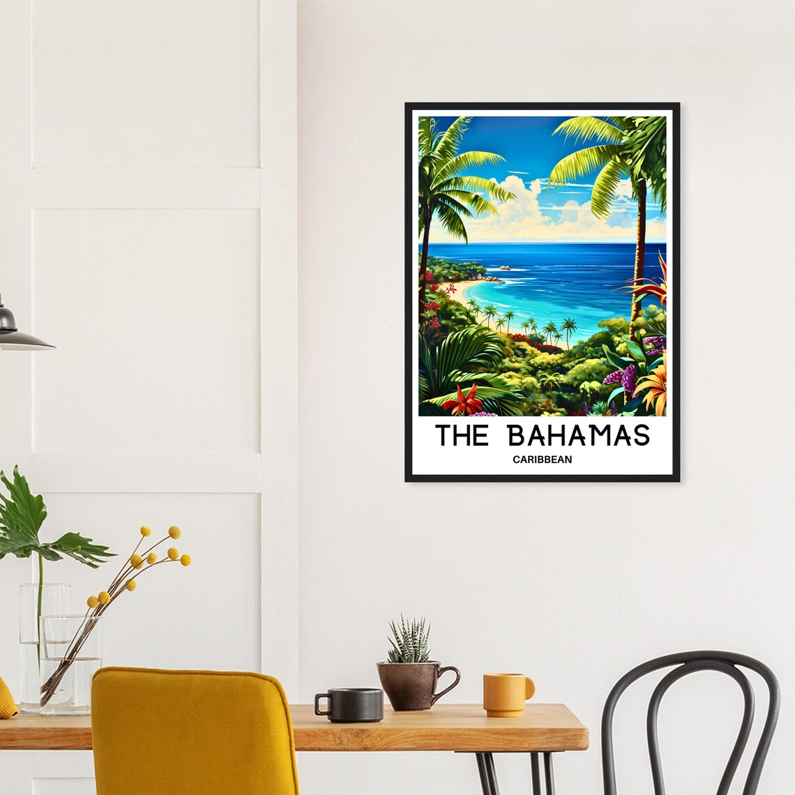 The Bahamas Caribbean Tropical Palm Beach Turquoise Sea Travel Poster - Image 2
