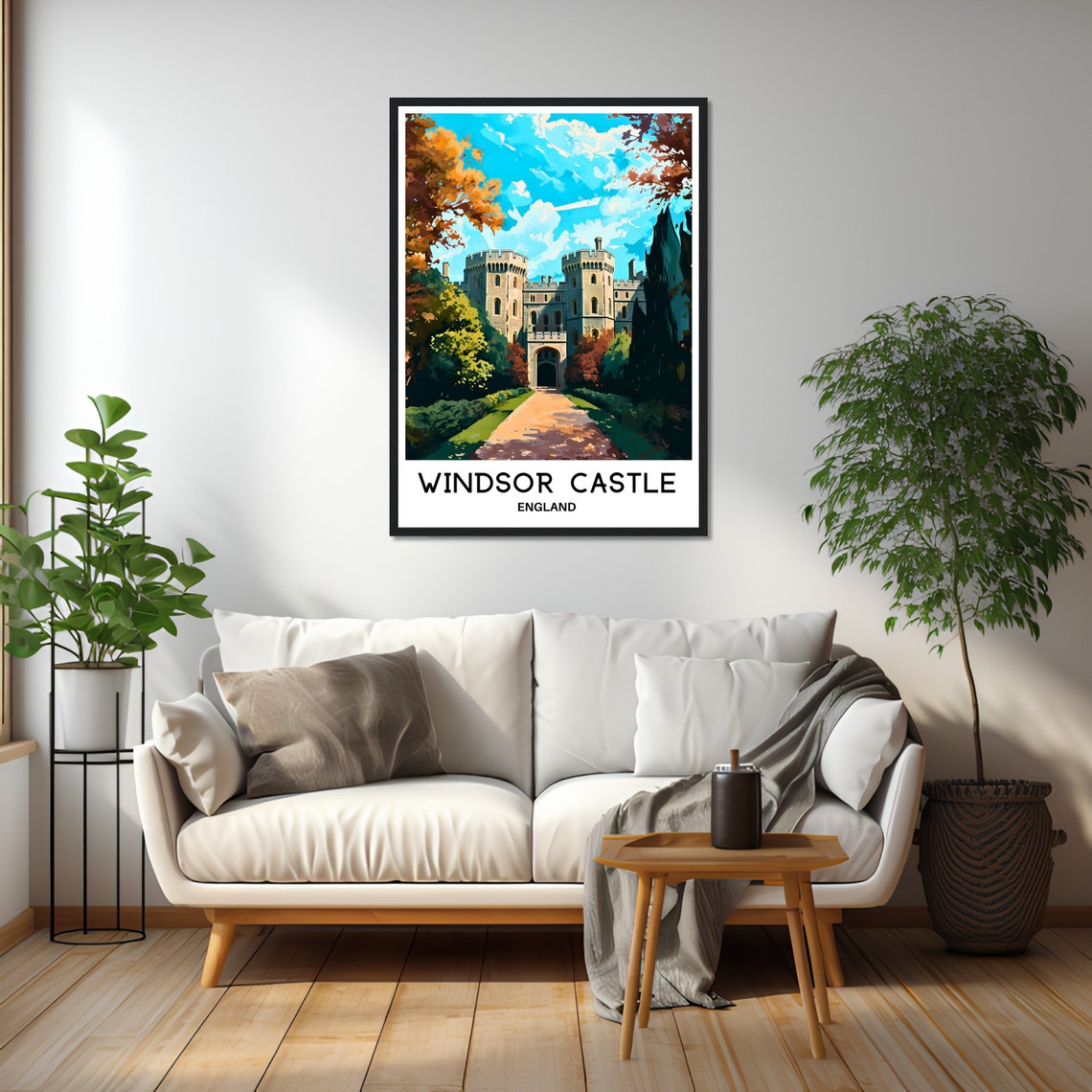 Windsor Castle England Autumn Foliage Stone Facade Royal Poster - Image 2