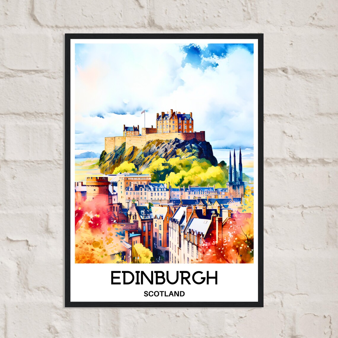 Edinburgh Watercolor Travel Poster, Scottish Art Print - Image 2