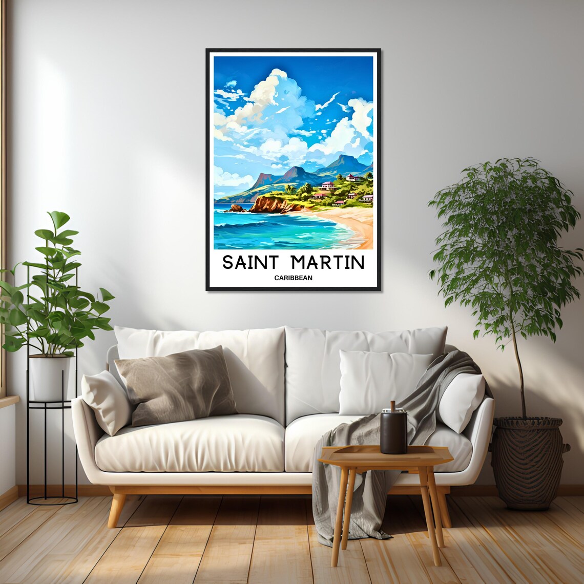 Saint Martin Watercolor Travel Poster, Caribbean Art - Image 3