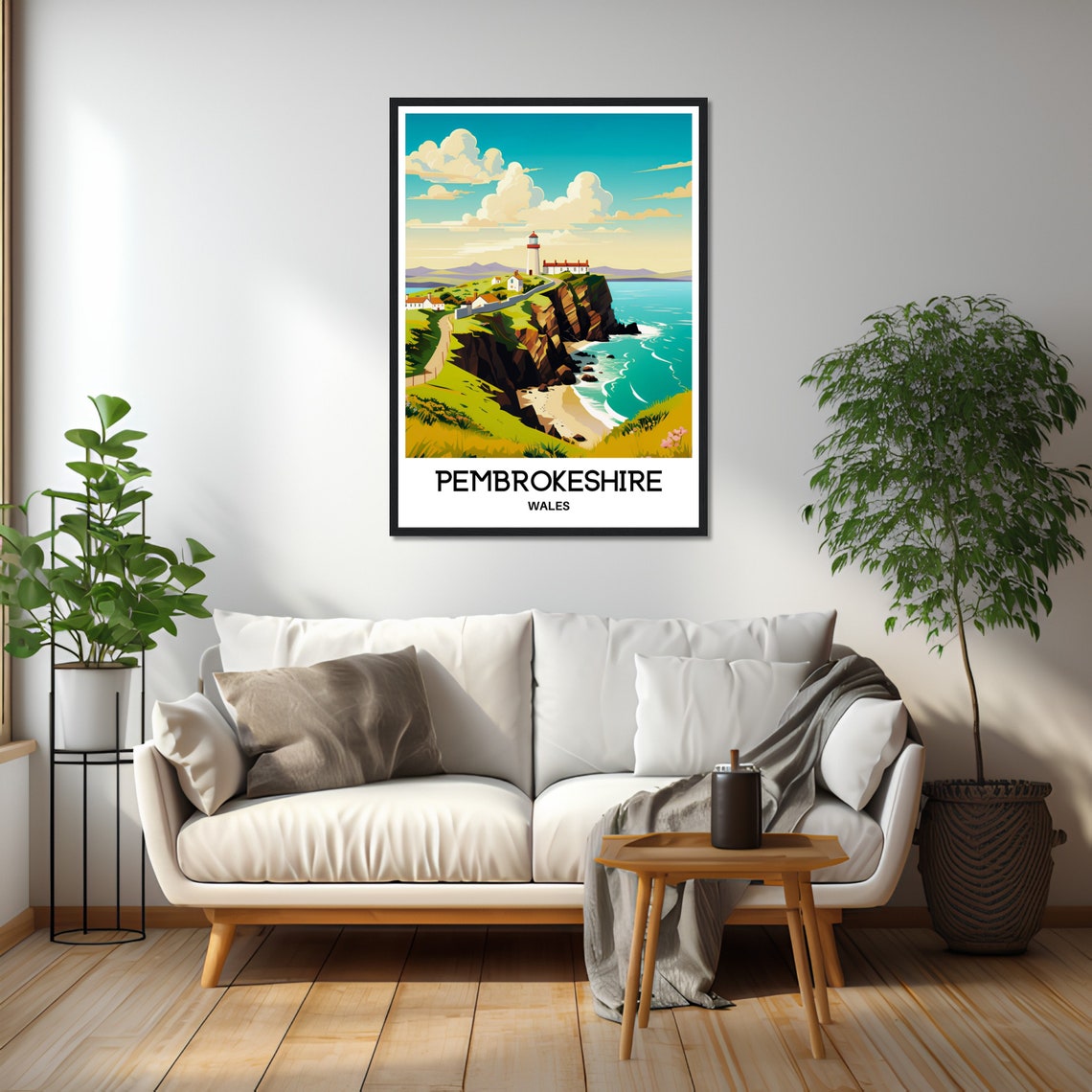 Pembrokeshire Wales Lighthouse Cliffs Coastal Walk Travel Poster - Image 2