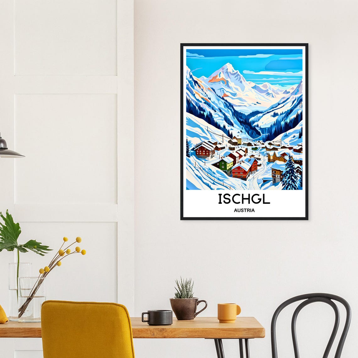 Ischgl Austria Snowy Alpine Village Winter Ski Travel Poster - Image 3