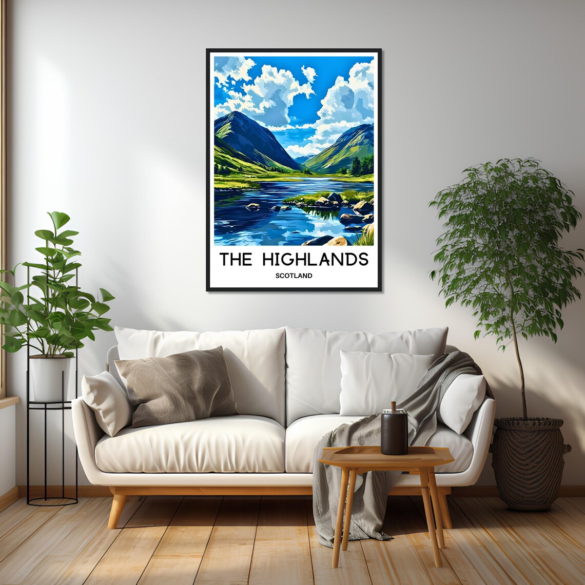 The Highlands Scotland Green Glen Loch Mountain Lake Scene Poster - Image 2