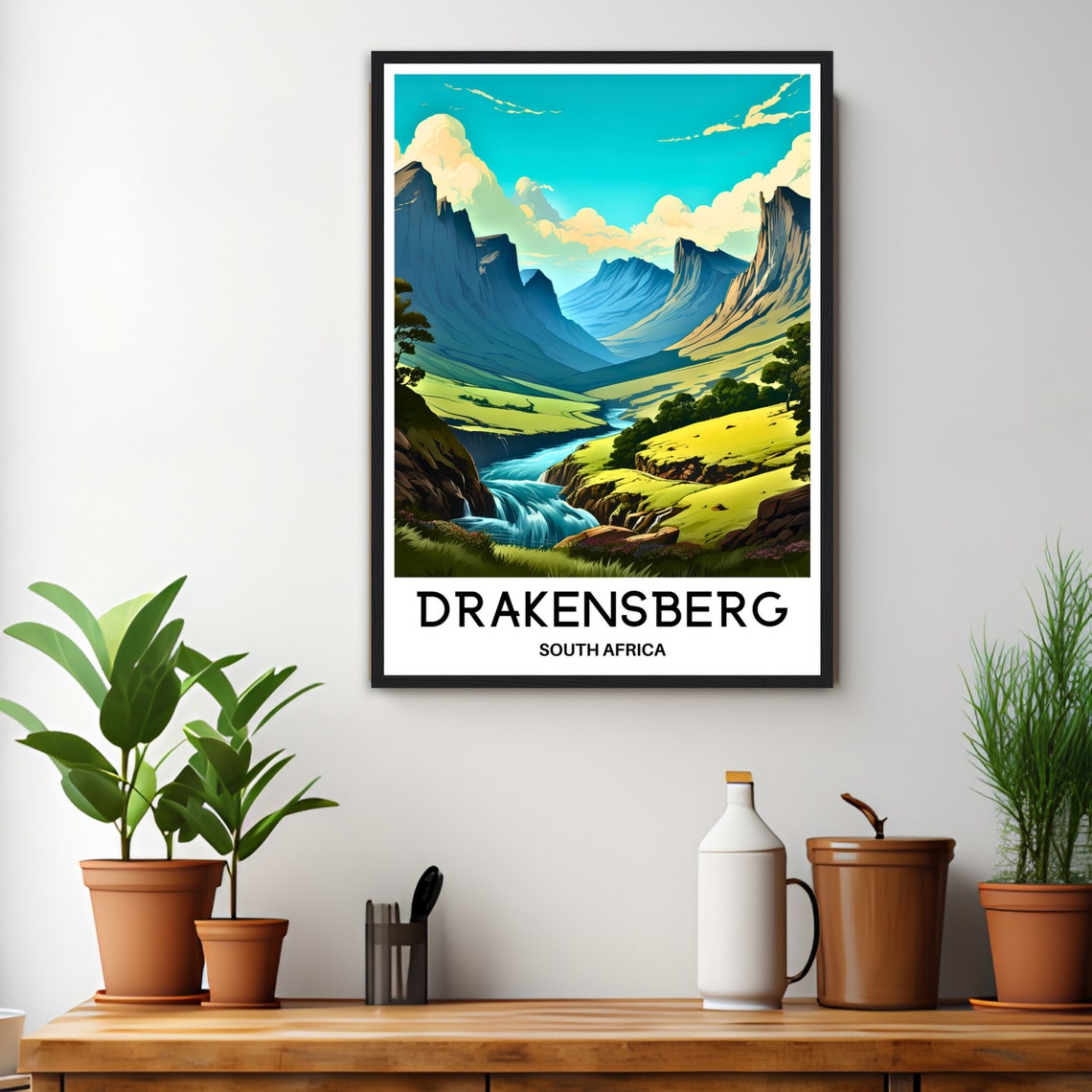 Drakensberg Travel Print Drakensberg Poster South African Art Print South Africa Lover Gift Wall Hanging Home Decor Drakensberg Illustration - Image 3