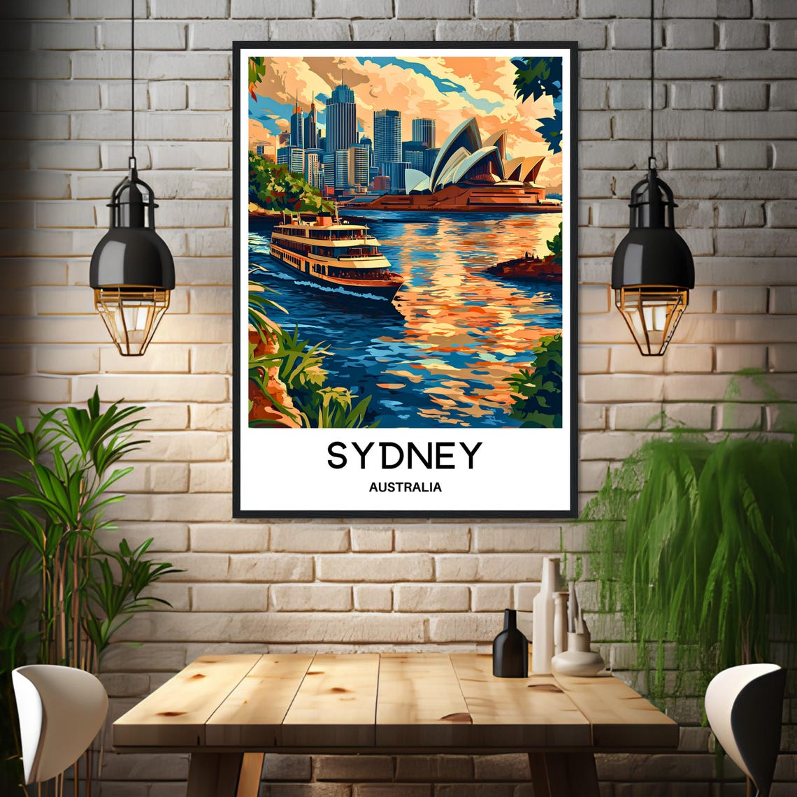 Sydney Australia Sunset Ferry Opera House Harbor View Poster - Image 3