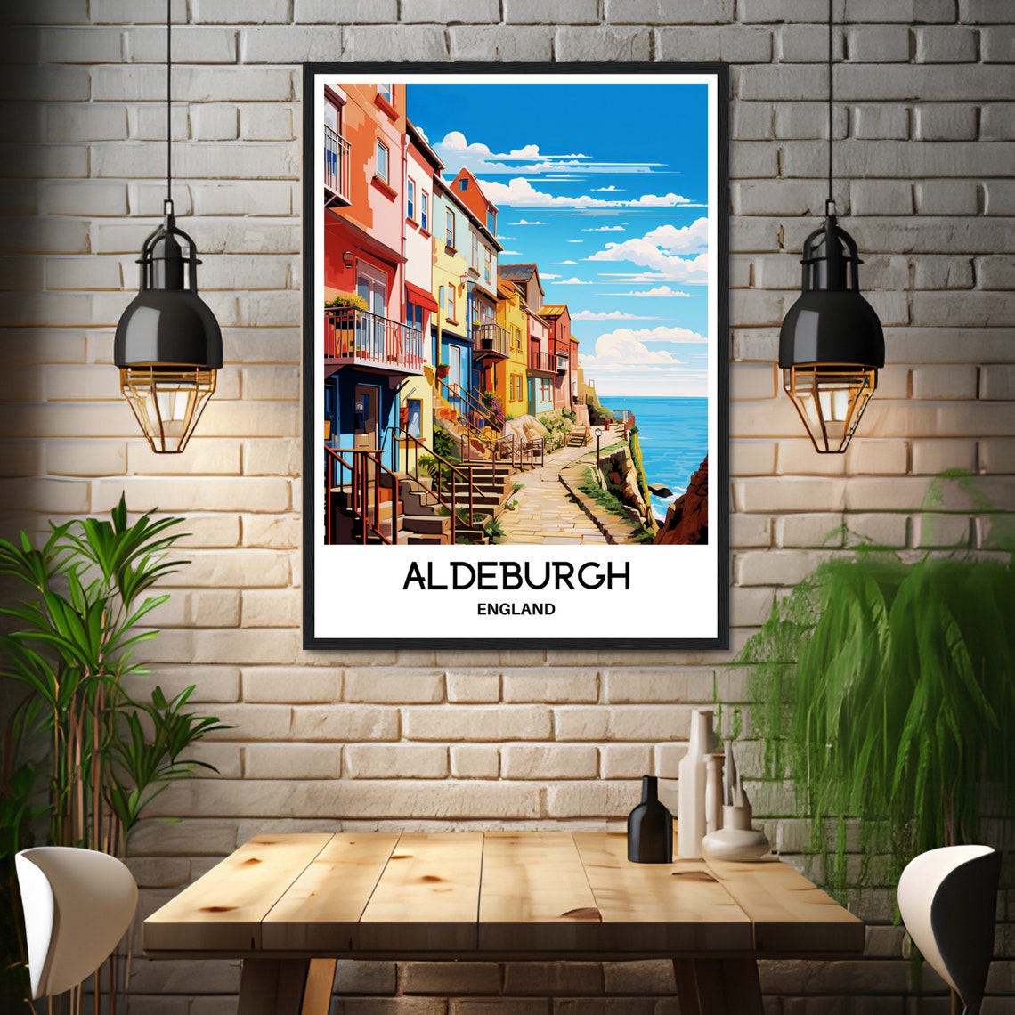 Aldeburgh England Colorful Seaside Town Cliff Path Travel Poster - Image 3