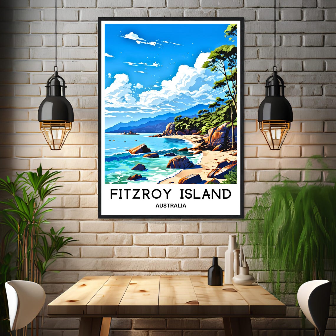 Fitzroy Island Australia Tropical Beach Rocky Cove View Poster - Image 3