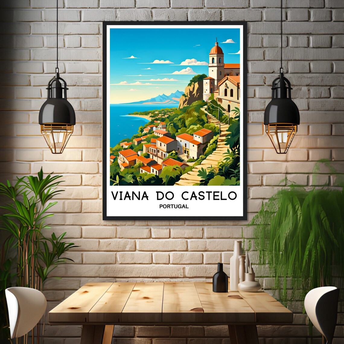 Viana Do Castelo Portugal Coastal Hillside Town Travel Poster - Image 3