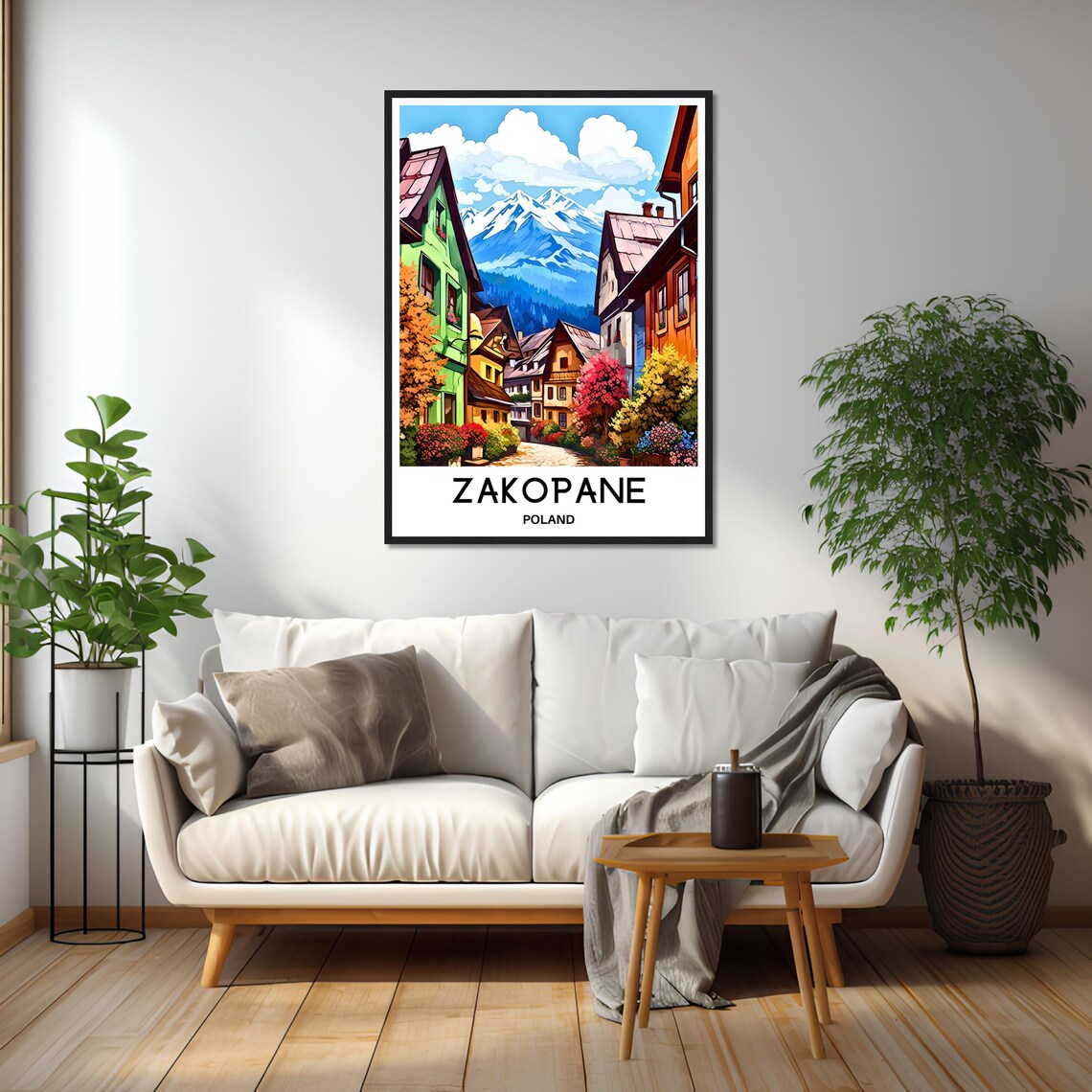 Zakopane Poland Mountain Town Colorful Street Illustration Poster - Image 2