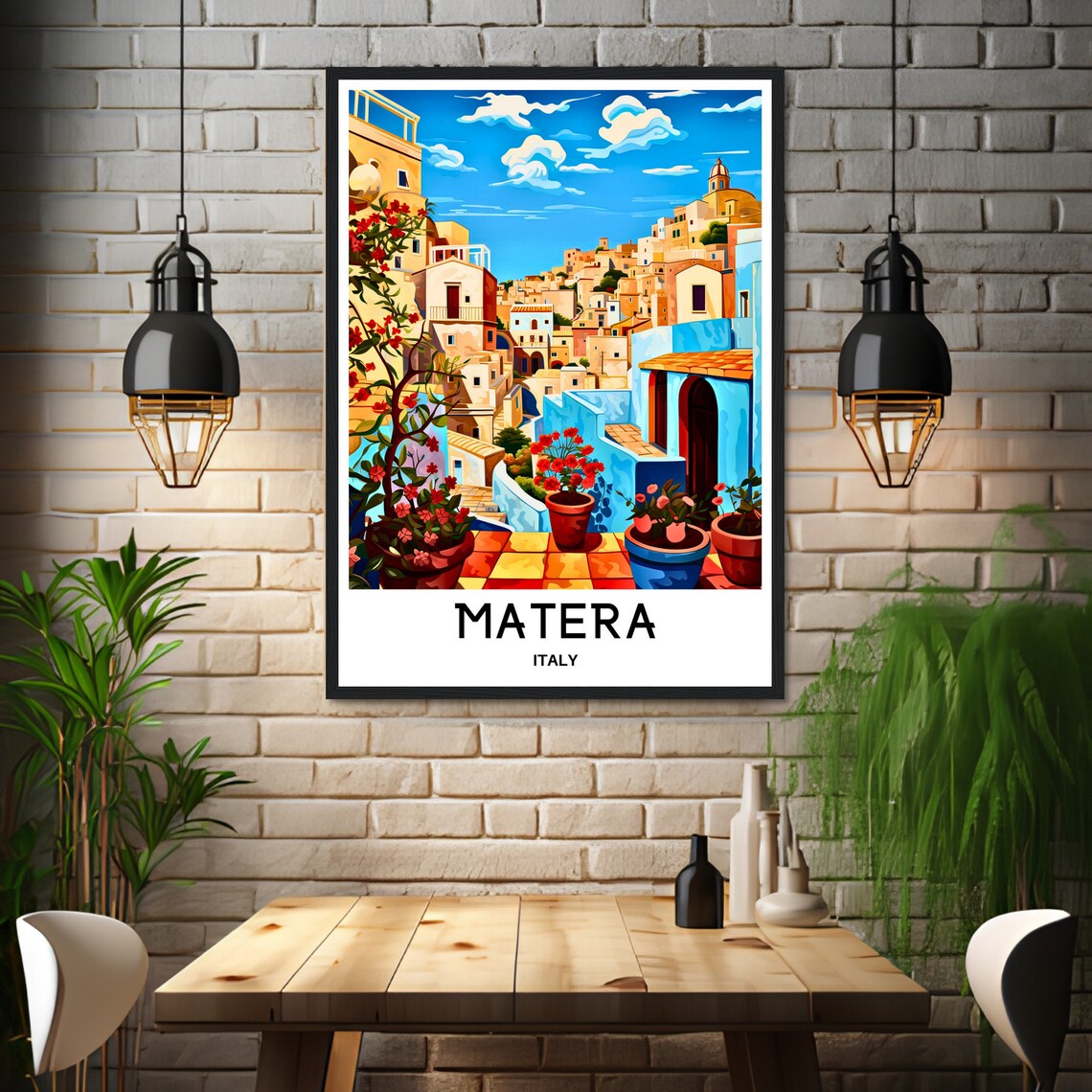 Matera Italy Sassi Cave Dwellings Terrace Flowers Ancient City Poster - Image 3