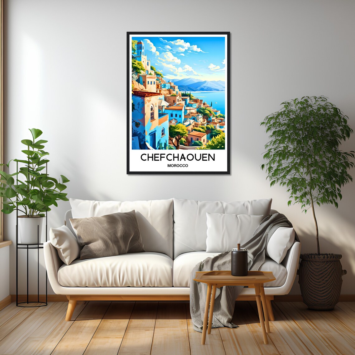 Chefchaouen Blue City Hillside Morocco Mediterranean Travel Poster - Image 2