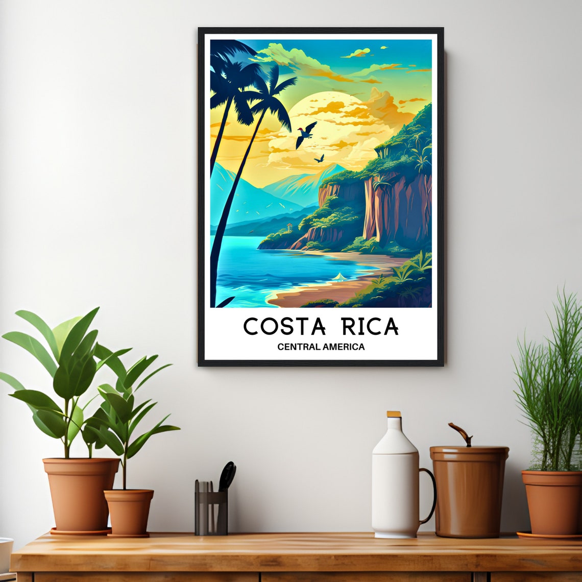 Costa Rica Central America Tropical Coast Sunset Travel Poster - Image 3