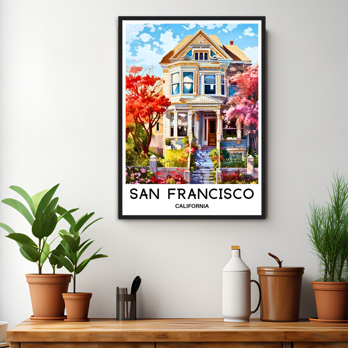 San Francisco Victorian House with Garden Spring Travel Poster - Image 3
