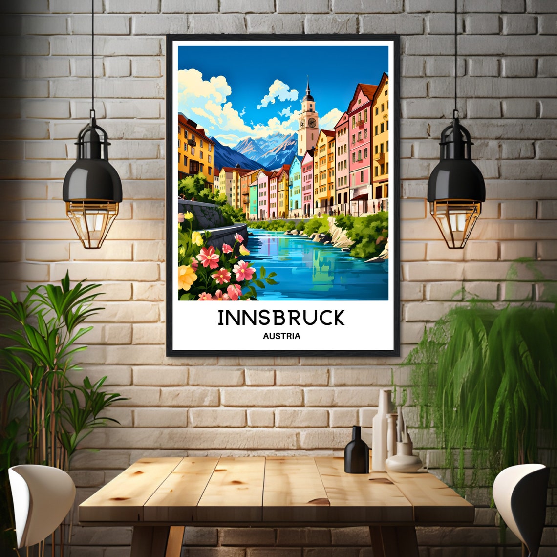 Innsbruck Travel Print Innsbruck Poster Austrian Art Print Austria Lover Gift Wall Hanging Art Home Office Decor Innsbruck City Illustration - Image 3