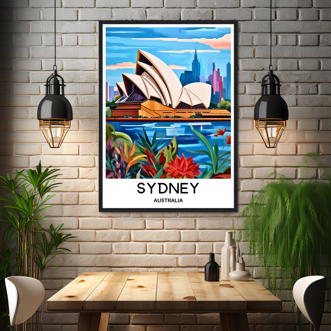 Sydney Opera House Harbour Floral Waterfront Australia Travel Poster - Image 3