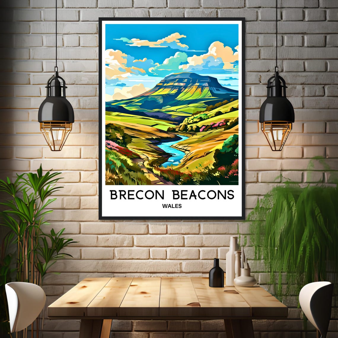 Brecon Beacons Wales Mountain Valley With Winding River Poster - Image 3