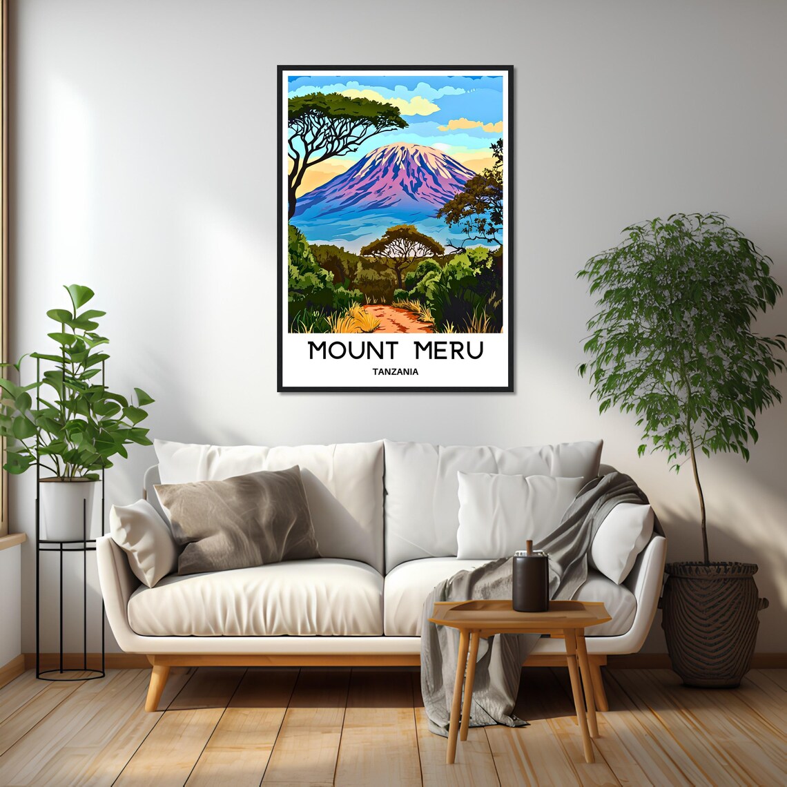 Mount Meru Tanzania Volcano Acacia Trees Africa Travel Poster - Image 2