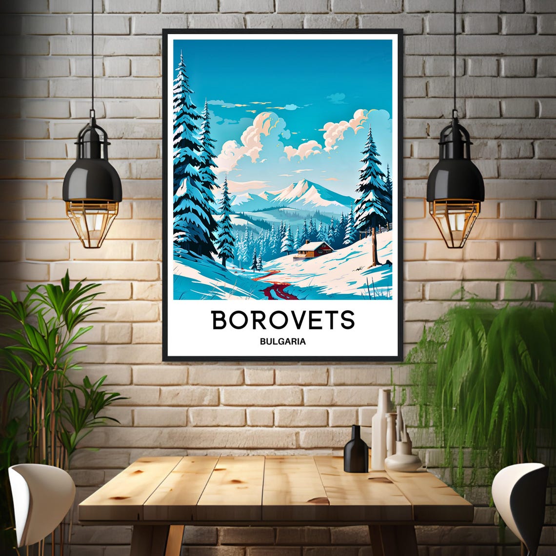 Borovets Bulgaria Snowy Ski Resort Pine Forest Winter Poster - Image 3