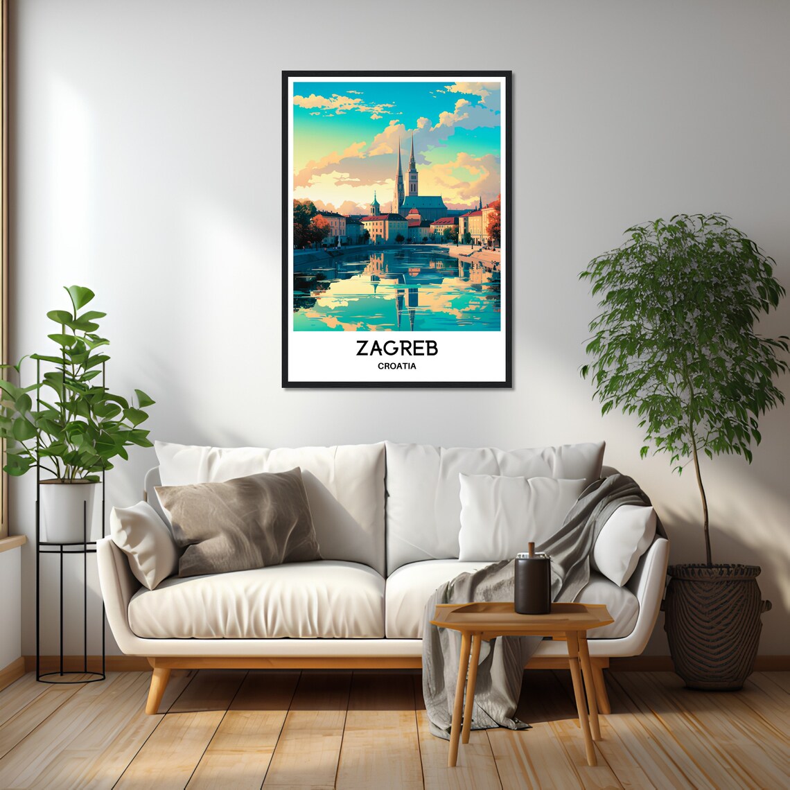 Zagreb Croatia Cathedral Golden Riverside Old Town Travel Poster - Image 2