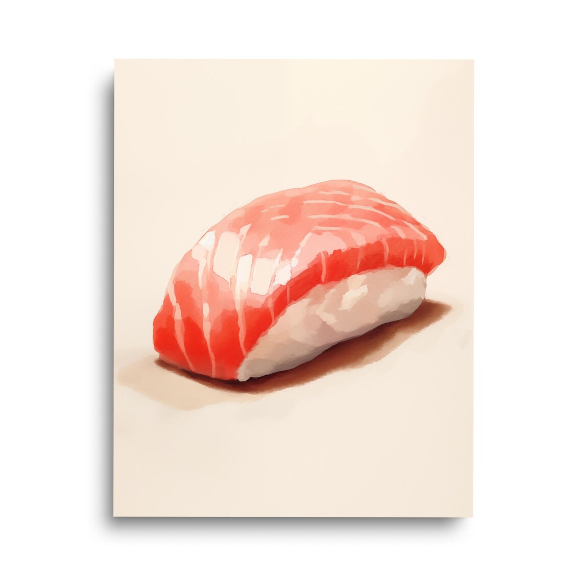 Tuna Nigiri Sushi Watercolor Japanese Food Kitchen Art Poster