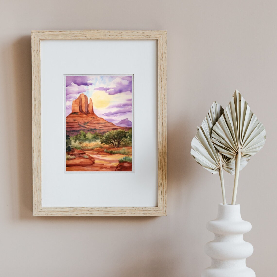 Sedona Red Rock Butte Glowing at Sunset Arizona Desert Poster - Image 3